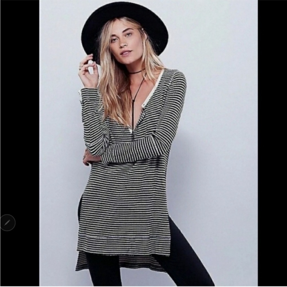 Free People We The Free Gwen Drippy Henley Tunic Striped Small